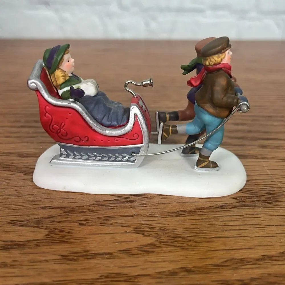 Dept 56 Winter Sleighride & Fish Monger Heritage Village Collection EUC